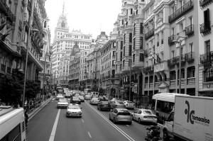 Verkeersbeeld Madrid - Spanje