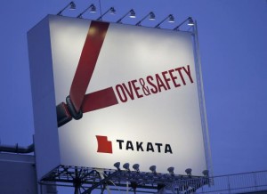 Billboard advertisement of Takata Corp is pictured in Tokyo