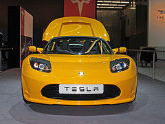 Tesla roadster front yellow RAI