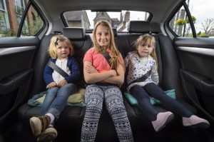 Skoda Octavia kids on rear seat