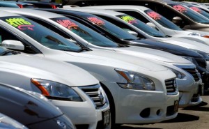 Automobiles are shown for sale at a car dealership in Carlsbad California