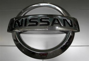 Nissan's logo is seen in a dealer in Jakarta