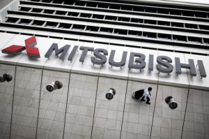 The company logo of Mitsubishi Motors is seen at its headquarters in Tokyo